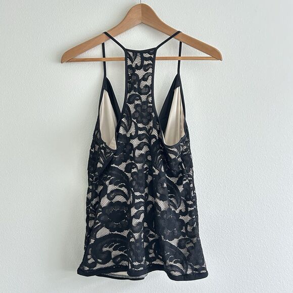 NWT Express Black Lace Deep V Tank Top Halter Lined Size M - Picture 2 of 10